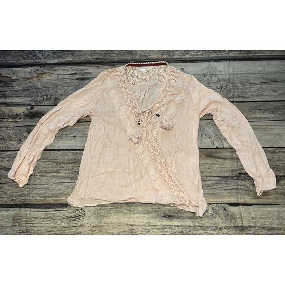 Taylor And Sage Long Sleeve Top Pink Boho Blouse Womens Size Medium - Picture 1 of 6